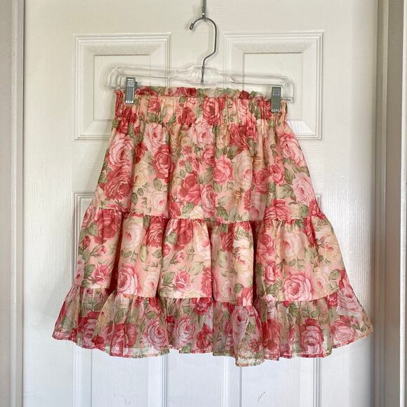 ALAMOUR Shailee Flare Skirt Set Rose Floral Pink Size Medium Romantic Girly - Picture 13 of 14